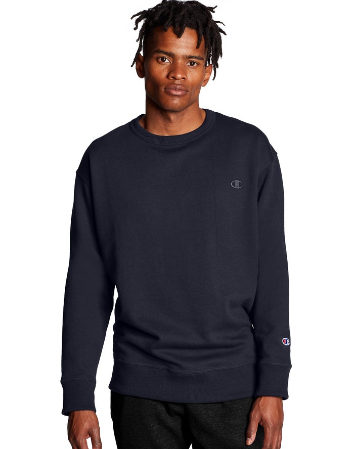 Champion Powerblend Fleece Crew C Logo Sweatshirt Heren - Donkerblauw - Belgie 4268OVZYW